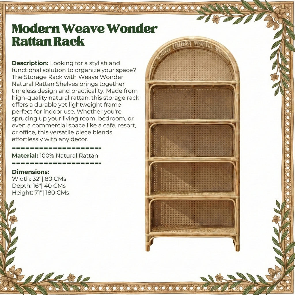 Storage Rack with Weave Wonder Natural Rattan Shelves