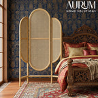Room Partition Rattan Archway Screen with Arched Design