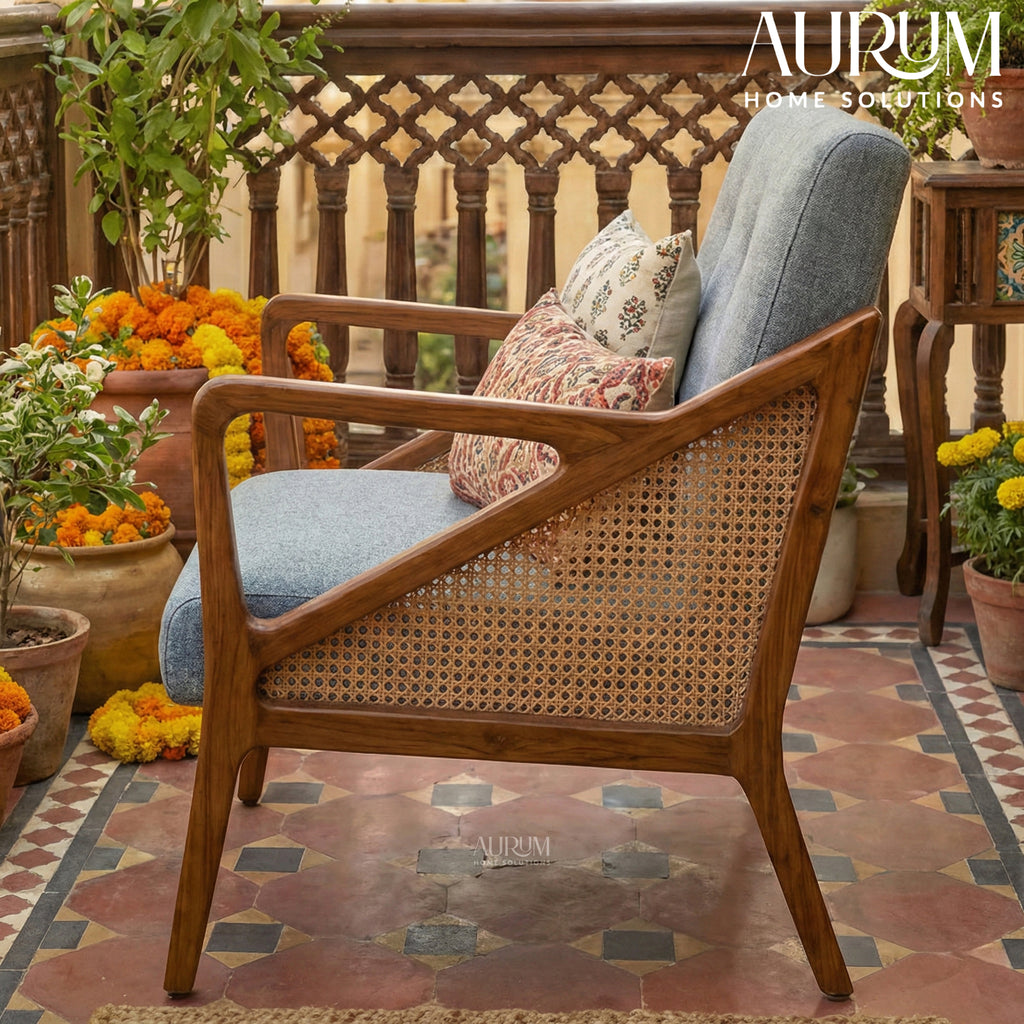 Handcrafted Sheesham Wicker Chair
