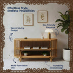 Console Table with Rattan Shelving for Entertainment Spaces