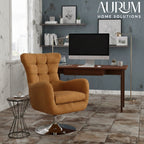 Elegance Teakwood Tufted Wingback Chair with Metal Base