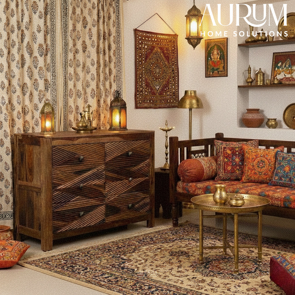 Rustic Allure Sheesham Wood Chest of Drawers