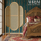 Room Partition Rattan Archway Screen with Arched Design