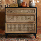 Modern 3-Drawer Rattan Chest of Drawers