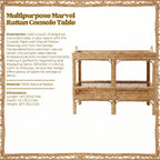 Console Table with Marvel Rattan Weaving and Two-Tier Design