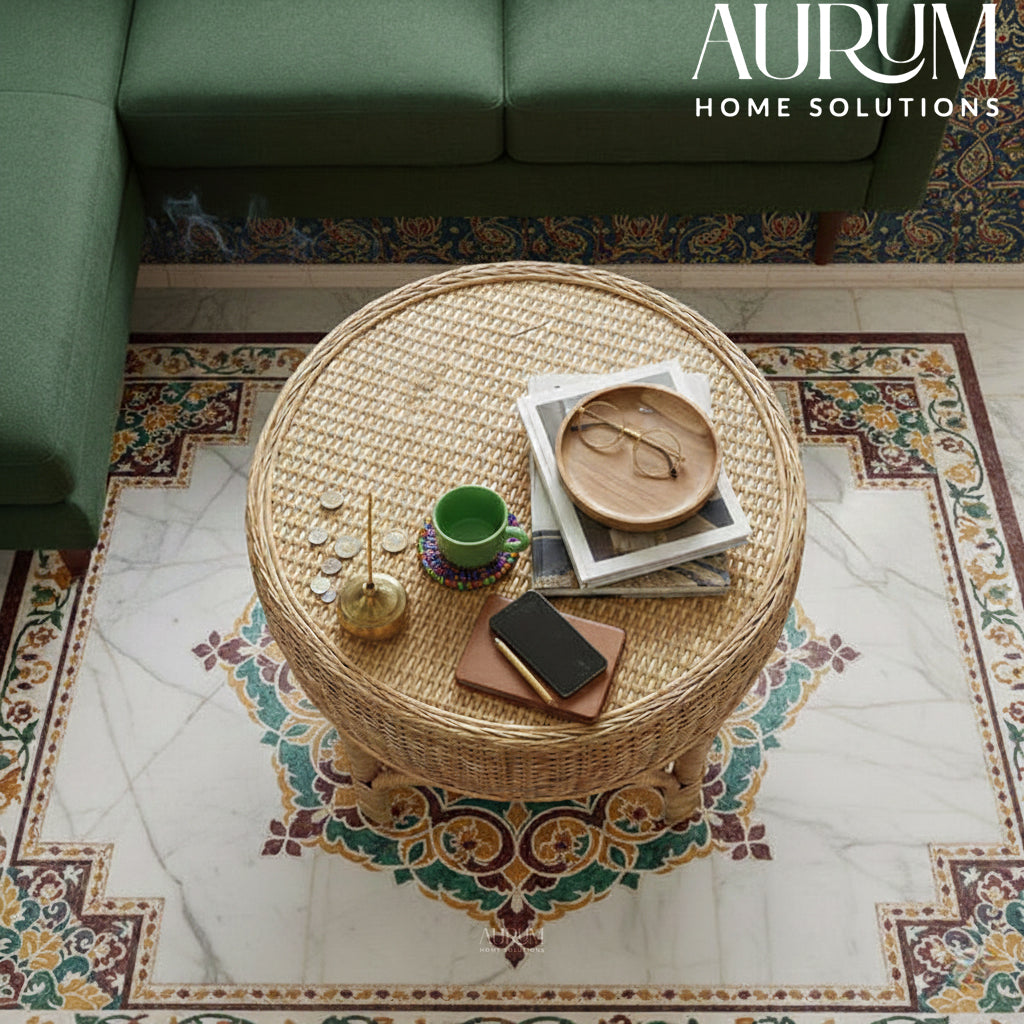 Coffee Table with Handwoven Rattan Top - Weavewood Edition