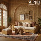 Cane Sofa Set with L Shaped Rattan Design for Indoors
