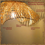 Radiance Bamboo Hanging Lamp - Wave-Edge Chevron Cane