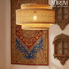 Double Layer Bamboo Hanging Lamp - Tiered Drum Pendant