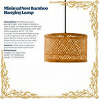 Minimal Nest Bamboo Hanging Lamp - Diamond Lattice Drum