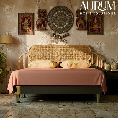 ScandiSoul Rattan Headboard - Geometric Cane Inlay