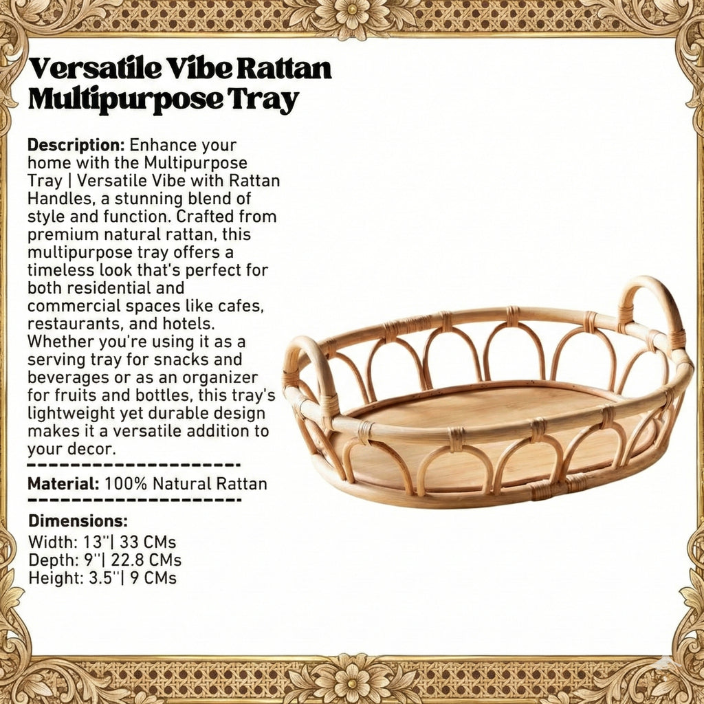 Multipurpose Tray | Versatile Vibe with Rattan Handles