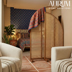 Rattan Room Divider Raindrop Reflections with Folding Panels (Per Panel)