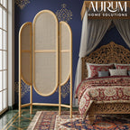 Room Partition Rattan Archway Screen with Arched Design