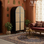 Victorian Rattan Wardrobe In Black
