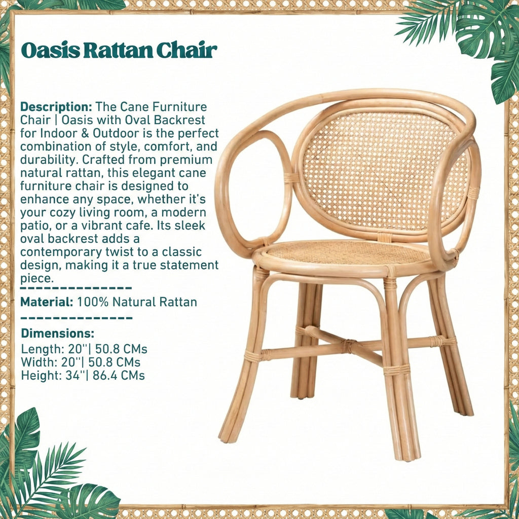 Cane Furniture Chair | Oasis with Oval Backrest for Indoor & Outdoor