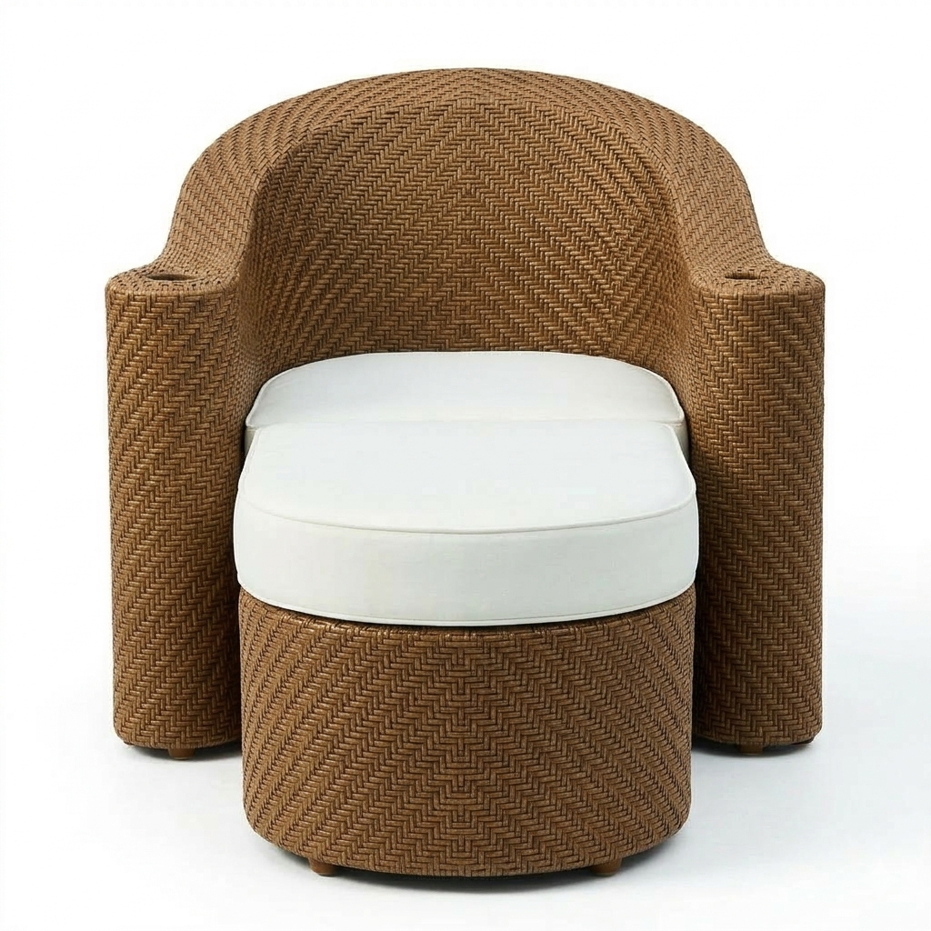 LOUNGER CHAIR AND OTTOMAN INCLUDING UMBRELLA WITH CUSHION (AHOC/108/001)