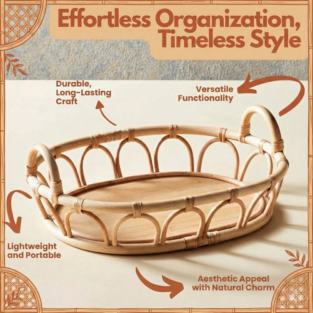 Multipurpose Tray | Versatile Vibe with Rattan Handles