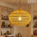 Cane Hanging Lamp with Orb Cane Design