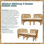 Three Seater Sofa with Whimsy Rattan Design