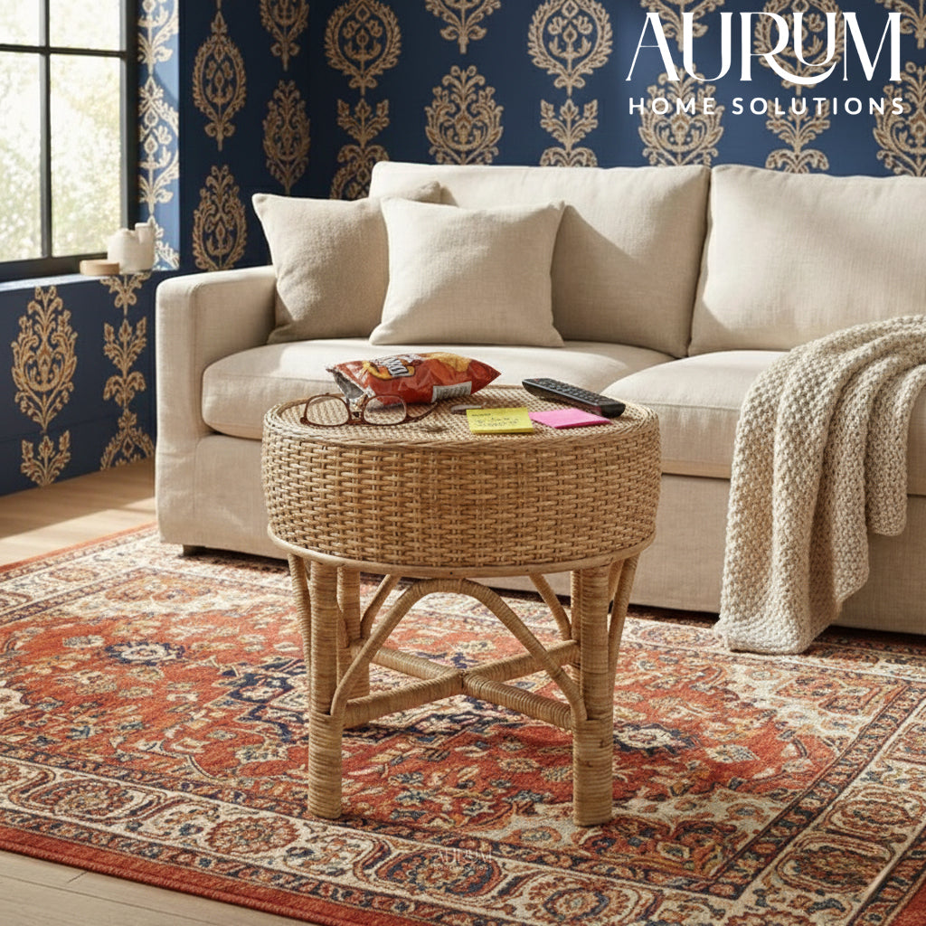 Coffee Table with Handwoven Rattan Top - Weavewood Edition