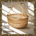 Clutter Keeper - Wide Loop‑Handle Rattan Storage Basket