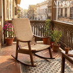 Handcrafted Teakwood Wicker Rocking Chair