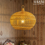 Cane Hanging Lamp with Orb Cane Design