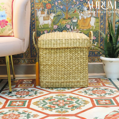 Laundry Basket with Lid | LuxeBox Kauna Grass Storage