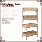 Console Table with Quirky 2-Tier Trendy Rattan Storage