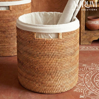 Laundry Basket with Cover | Dirty Dandelion Rattan Storage
