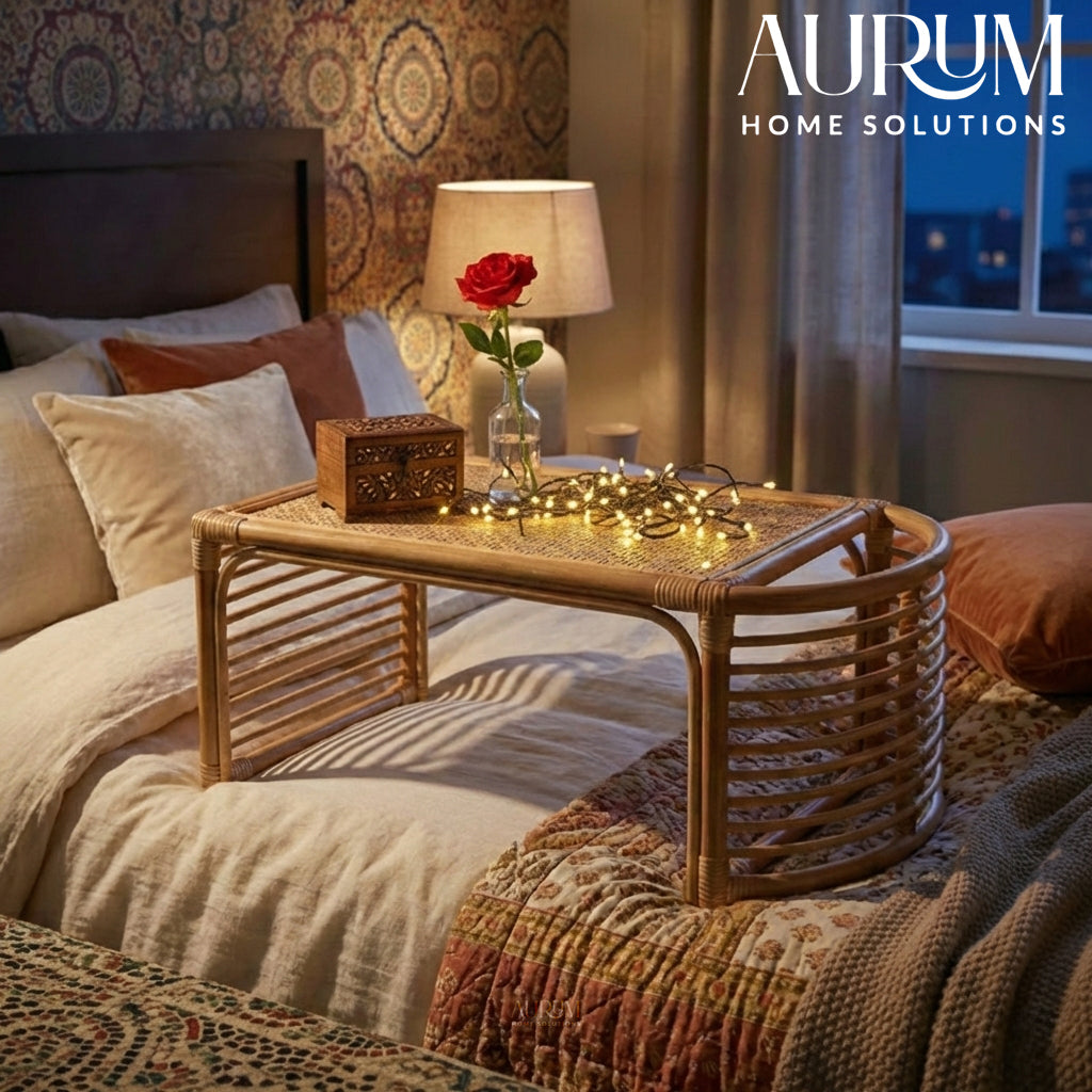 Bed Study Table with Blissful Rattan Design