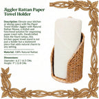 Paper Towel Holder Jiggler with Natural Rattan Weave