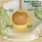 Bamboo Hanging Lamp with Modern Woven Round Shade