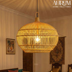 Cane Hanging Lamp with Orb Cane Design