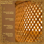 Minimal Nest Bamboo Hanging Lamp - Diamond Lattice Drum