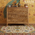 Elegant Floral Handcarved 3-Drawer Dresser