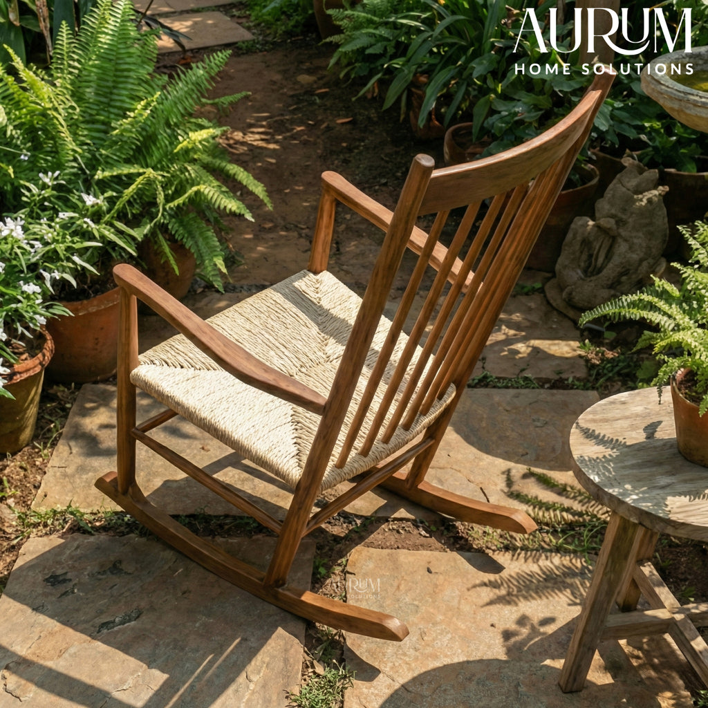 Handcrafted Teakwood Rocking Chair