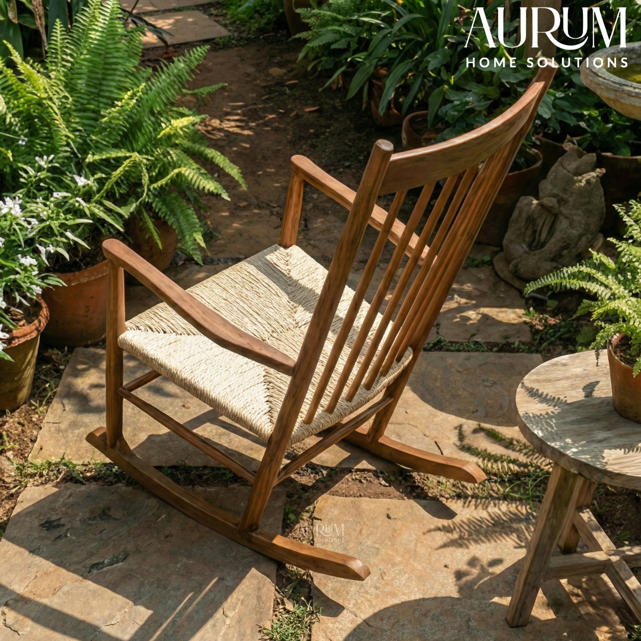 Handcrafted Teakwood Rocking Chair