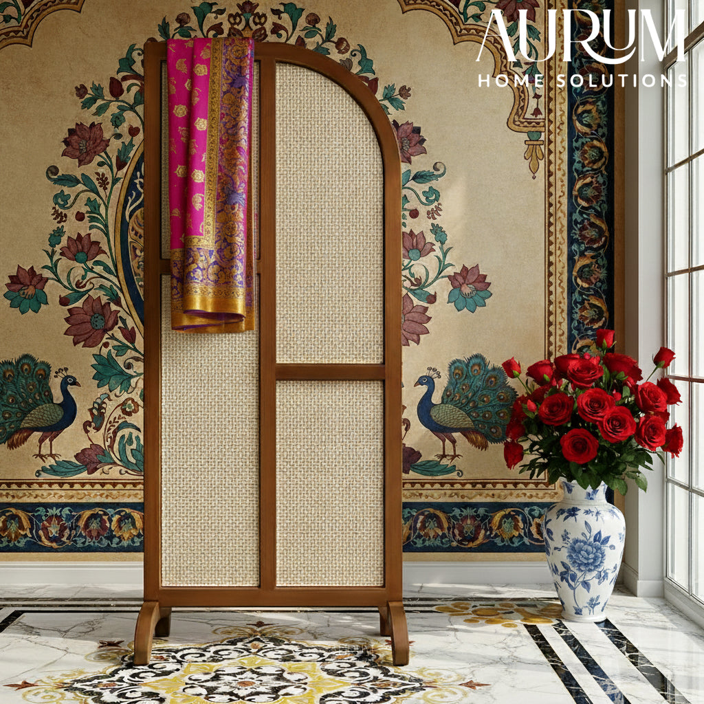 Rattan Room Divider Veil with Natural Cane Panels (Per Panel)