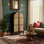 Victorian Rattan Wardrobe In Black