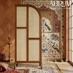 Rattan Room Divider Veil with Natural Cane Panels (Per Panel)