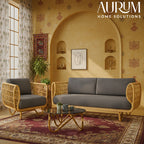 Cane Sofa Set with Curved Rattan Design for Indoor & Outdoor
