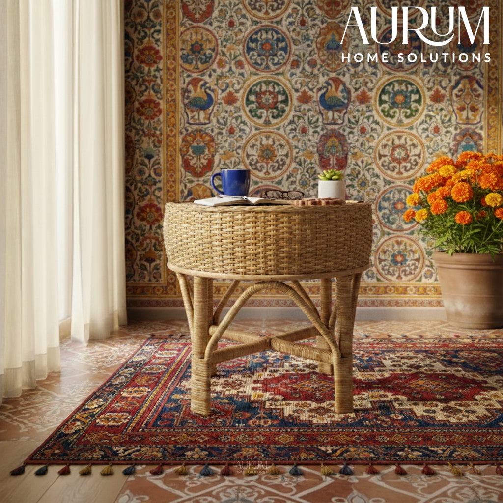 Coffee Table with Handwoven Rattan Top - Weavewood Edition