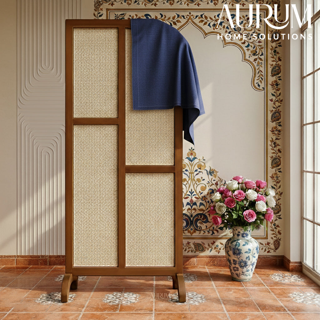 Rattan Room Divider Veil with Natural Cane Panels (Per Panel)