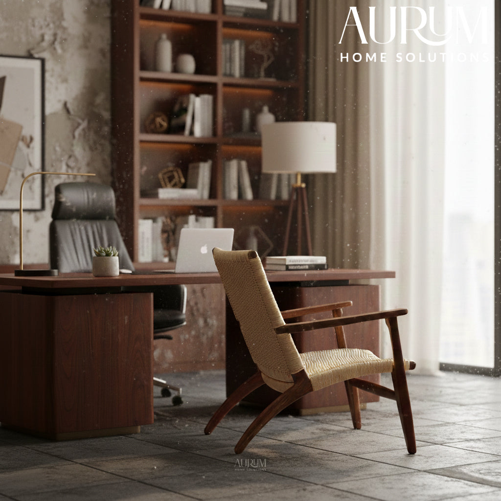 Handcrafted Teakwood Paper Rope Accent Chair