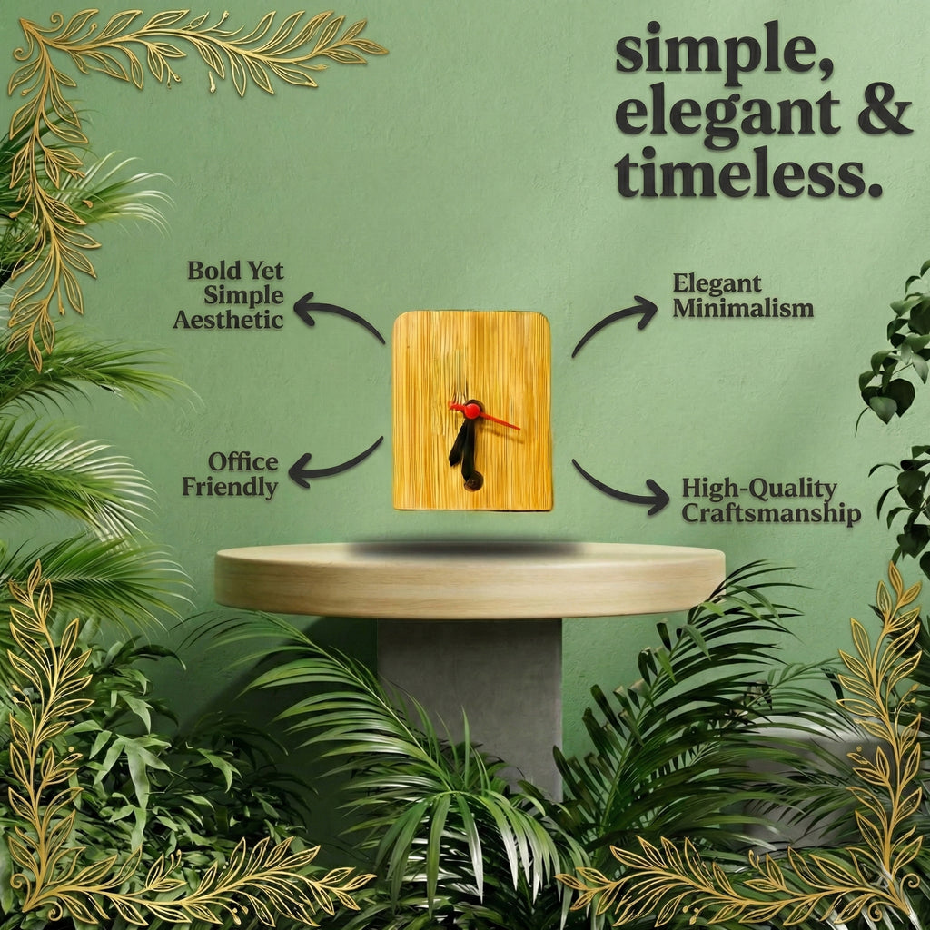 Table Clock Bamboo Desk Timekeeper | Minimalist Decor