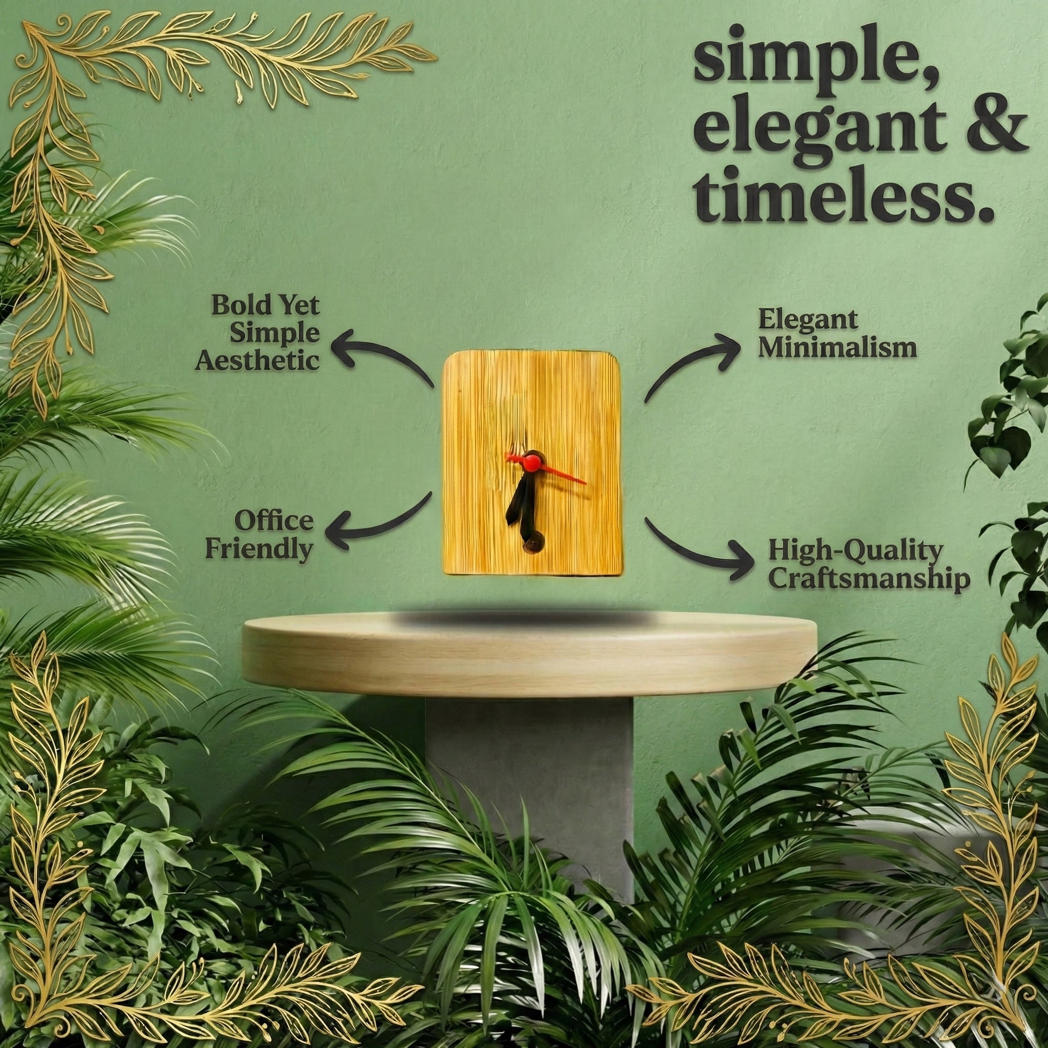 Table Clock Bamboo Desk Timekeeper | Minimalist Decor