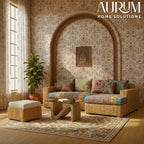 Cane Sofa Set with L Shaped Rattan Design for Indoors