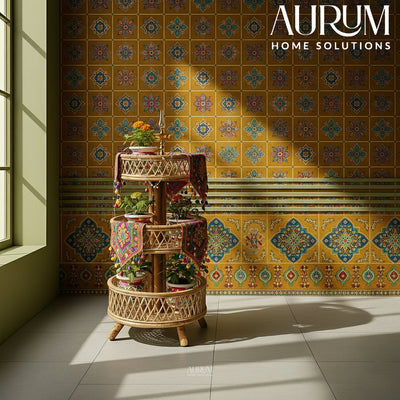 3 Tier Rattan Plant Stand for Indoor & Outdoor Gardens